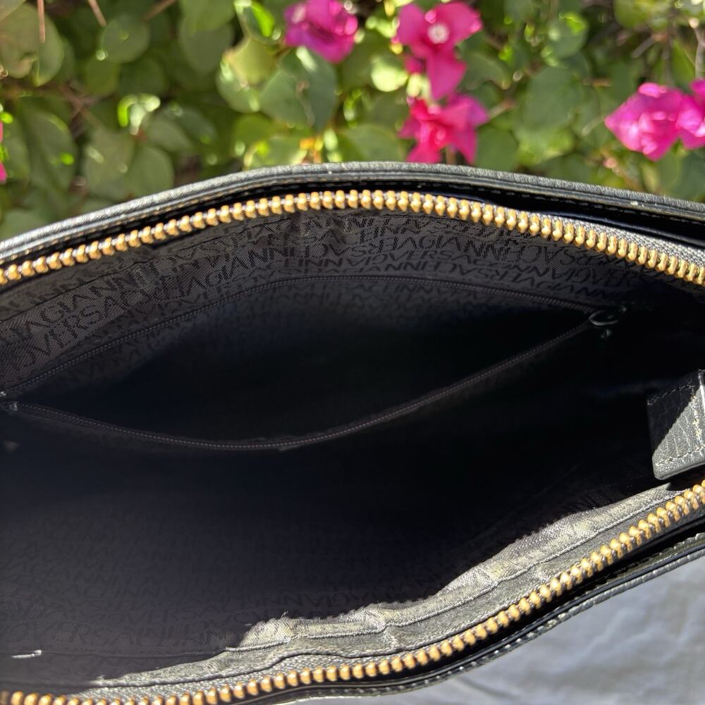 Gianni Versace Pebbled & Patent Leather Sun Shoulder Bag Black - Picture 15 of 15